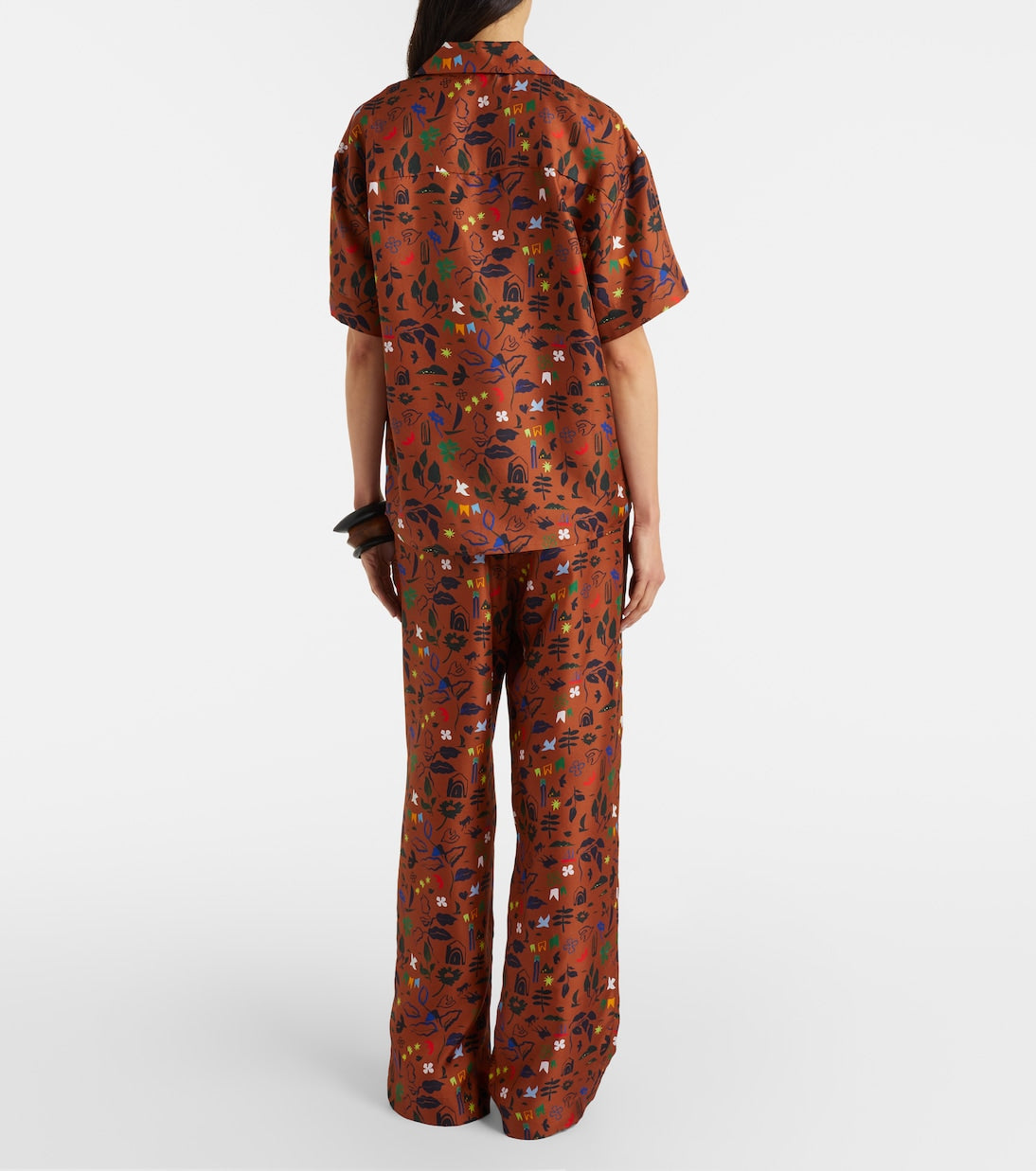 Asceno - Aurelia printed silk twill wide-leg pants