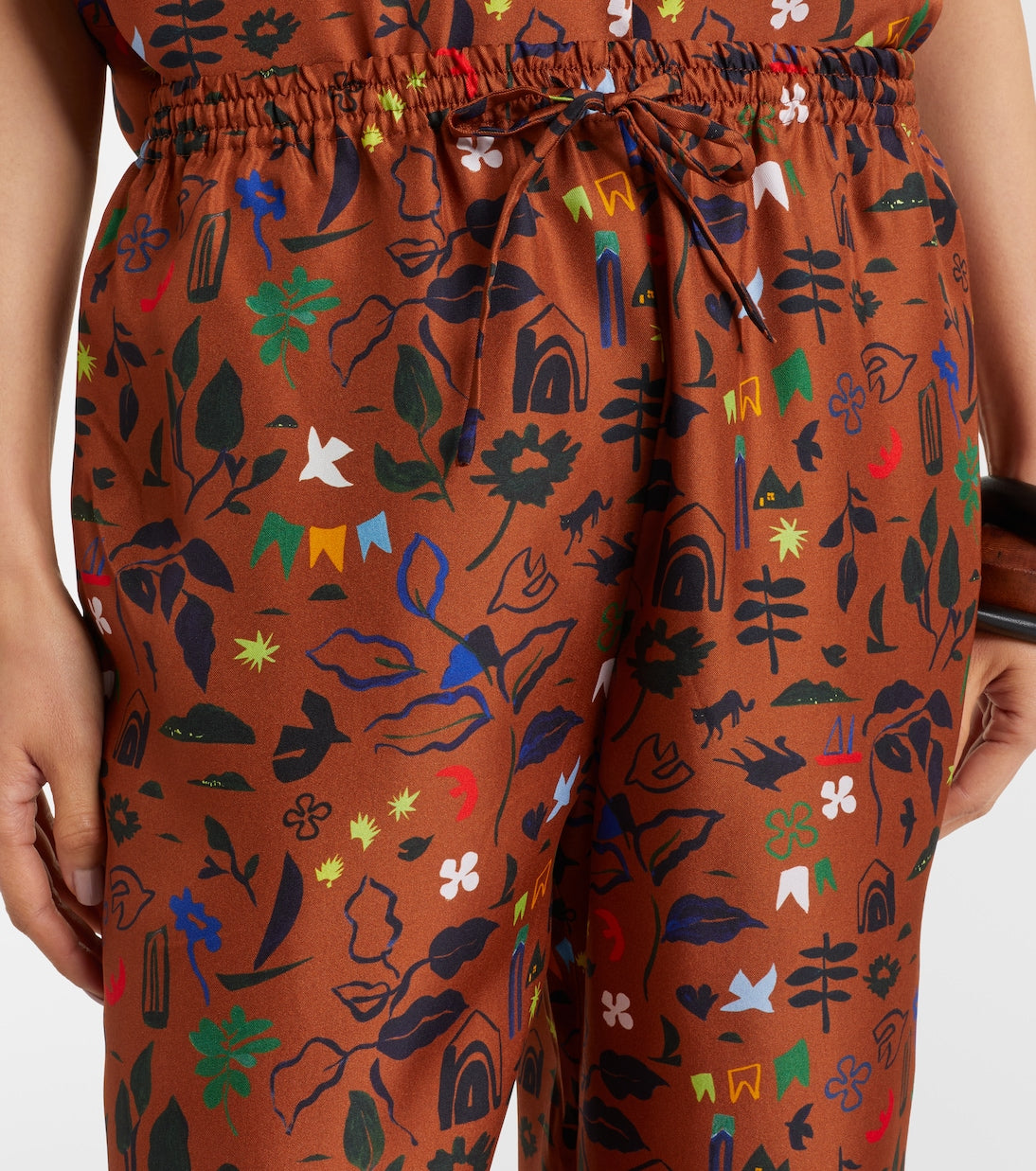 Asceno - Aurelia printed silk twill wide-leg pants
