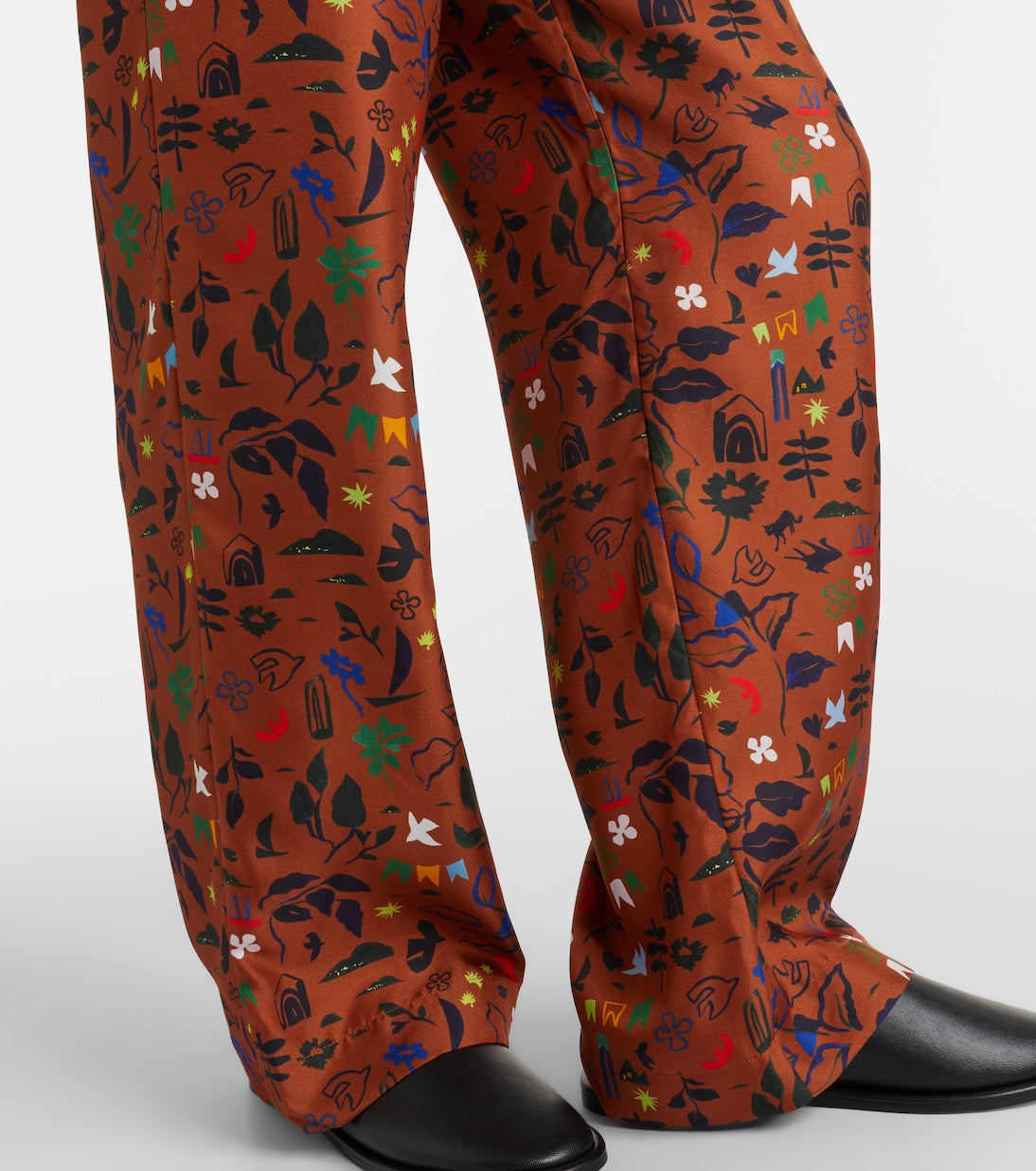 Asceno - Aurelia printed silk twill wide-leg pants