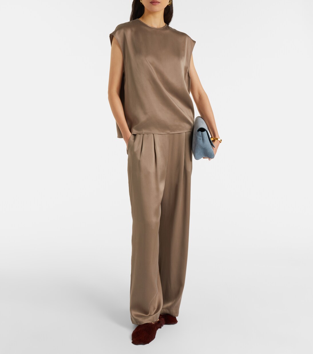 Asceno - Isola silk charmeuse wide-leg pants