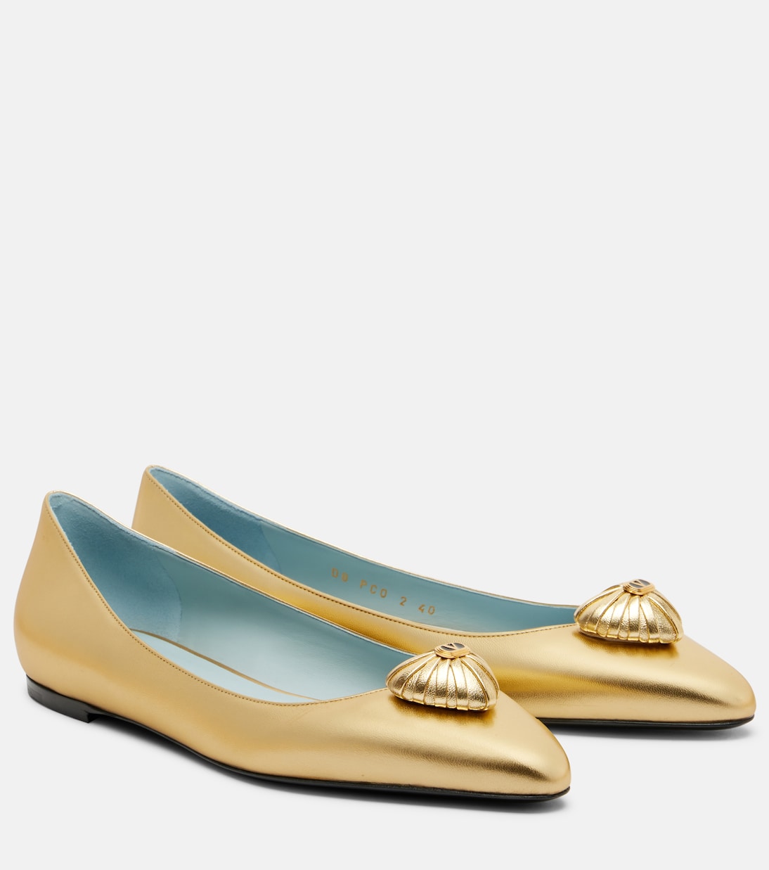 Valentino Garavani - Cœur Royal metallic leather ballet flats
