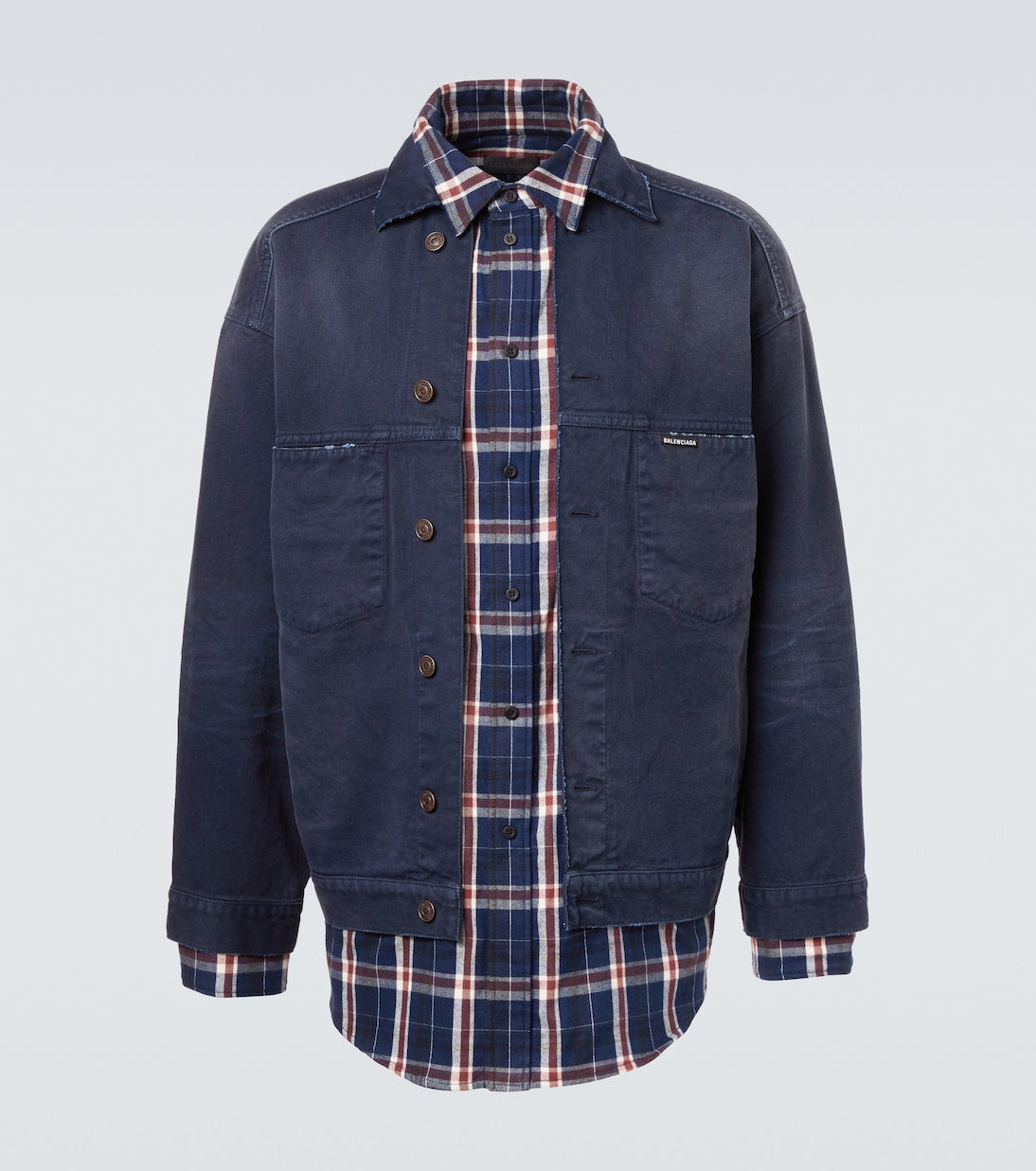 Balenciaga - Checked layered denim jacket