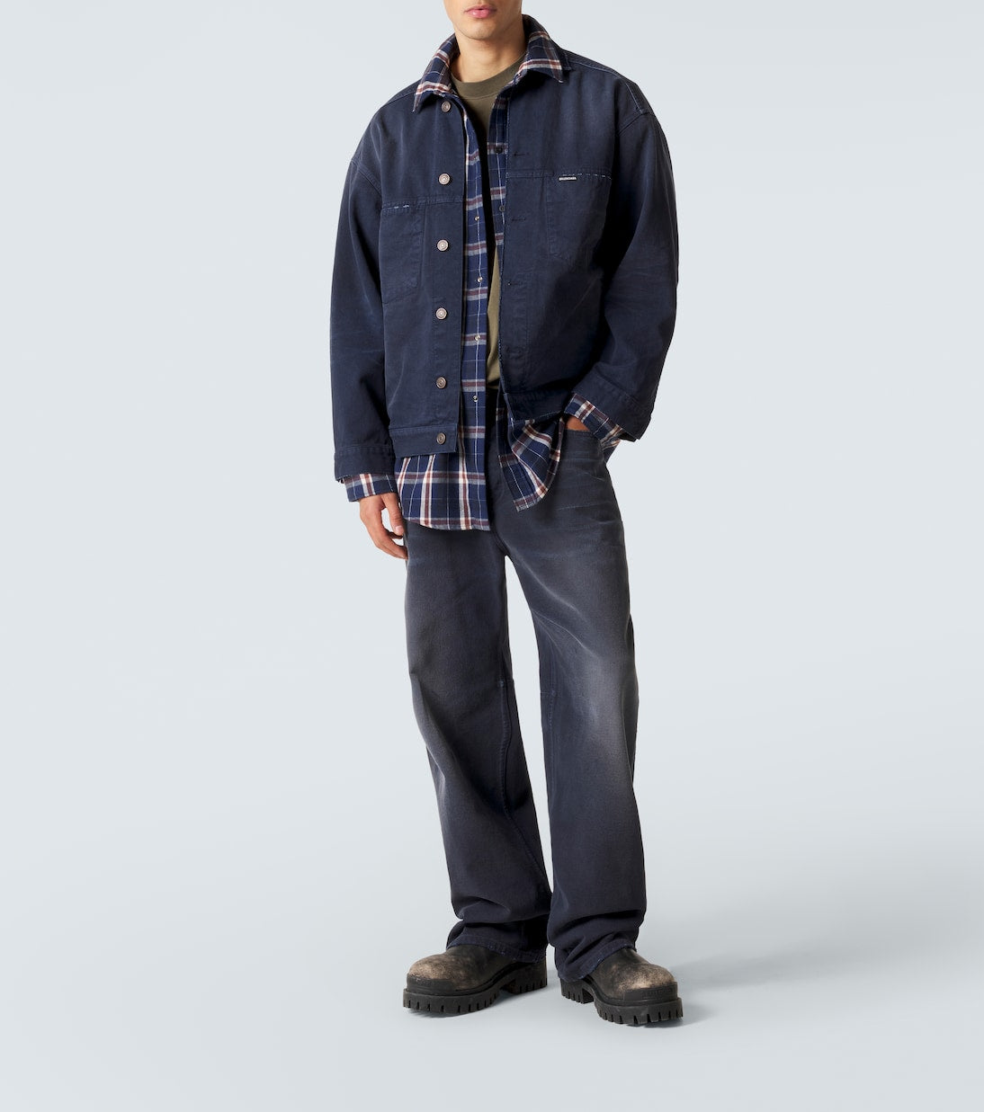 Balenciaga - Checked layered denim jacket