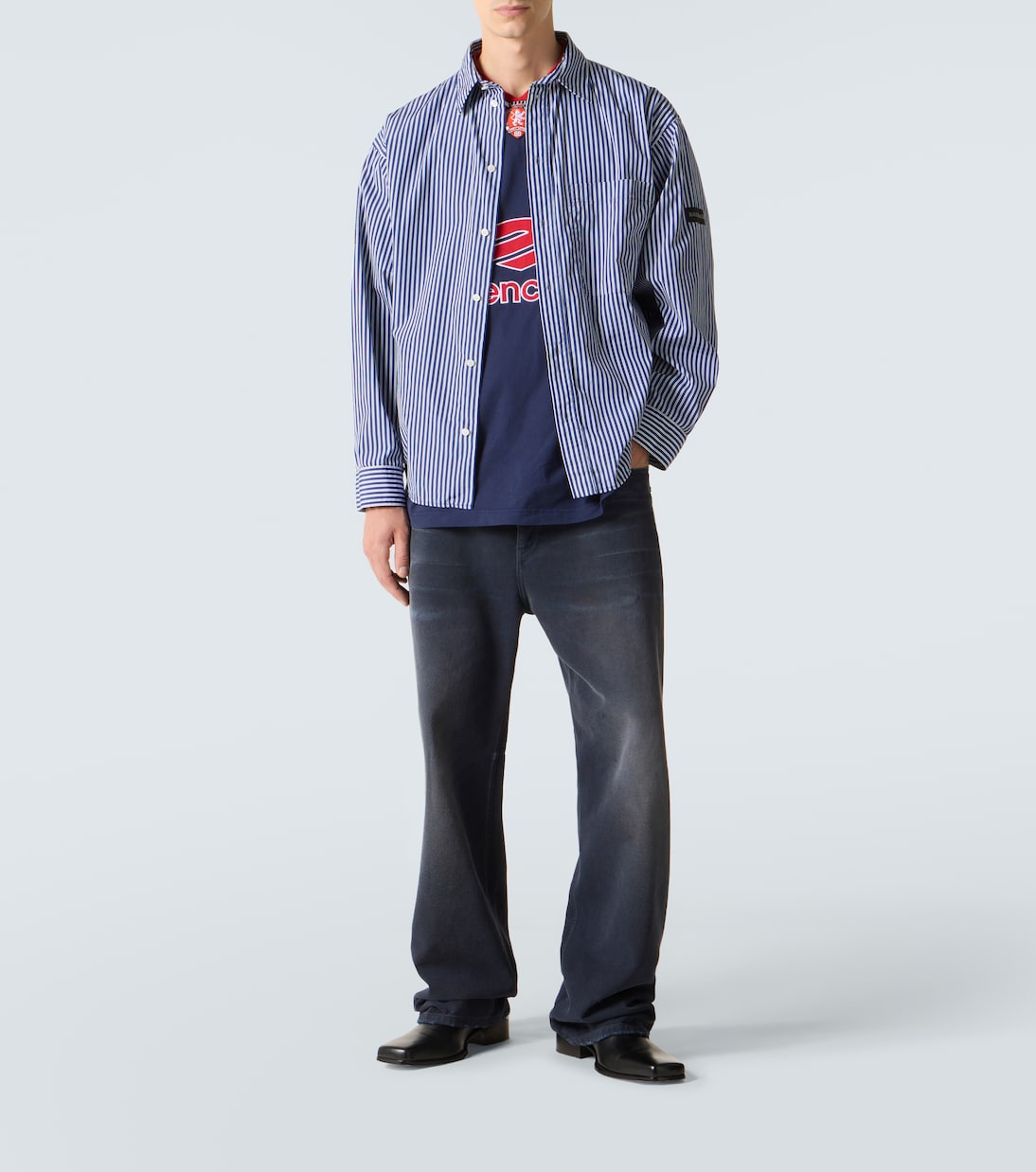 Balenciaga - Striped cotton-blend poplin shirt