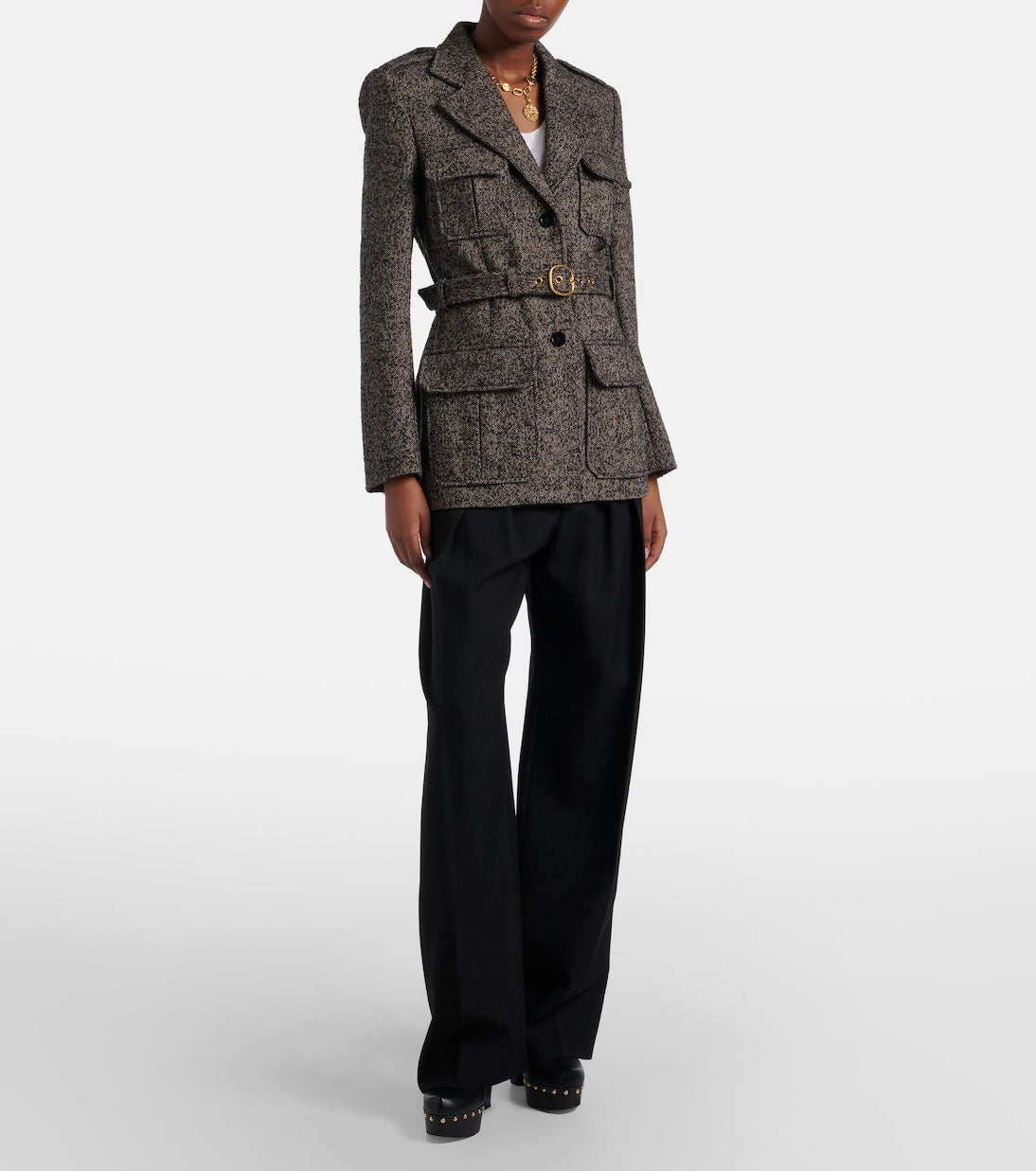 Chloé - Pleated high-rise wool gabardine wide-leg pants