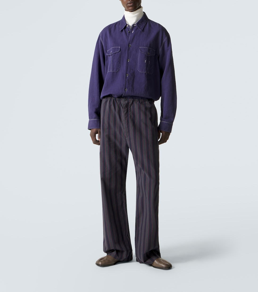 Maison Margiela - Striped cotton wide-leg pants
