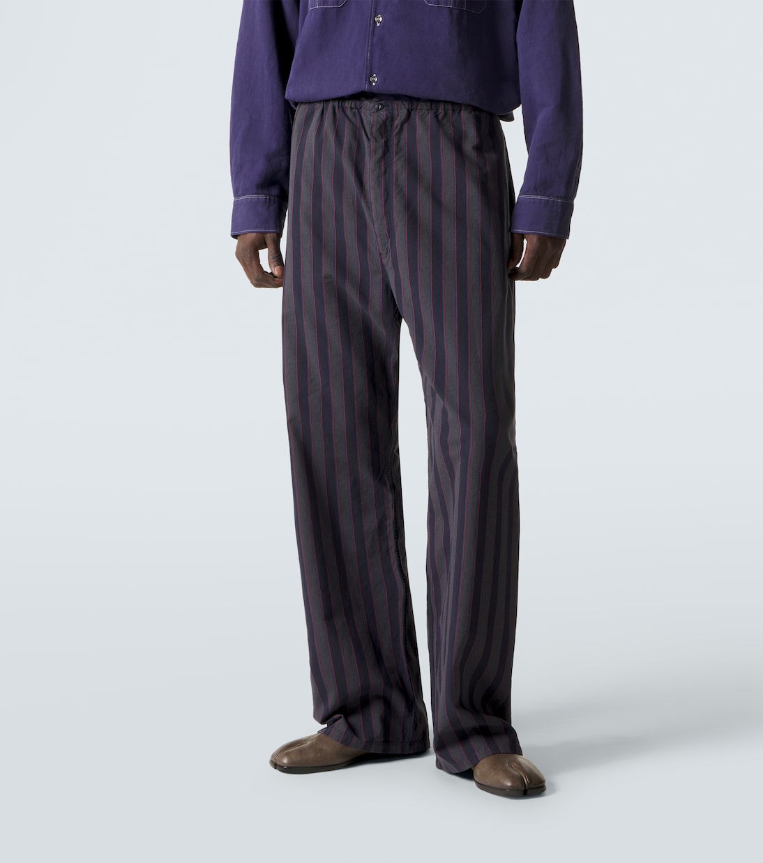 Maison Margiela - Striped cotton wide-leg pants
