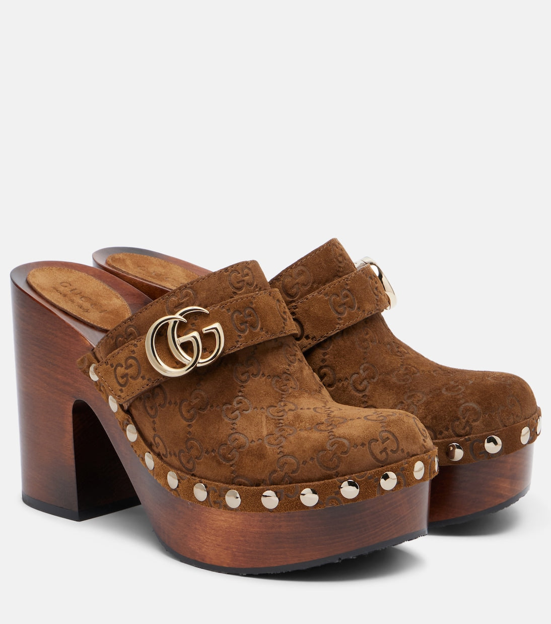 Gucci - Double G GG suede clogs