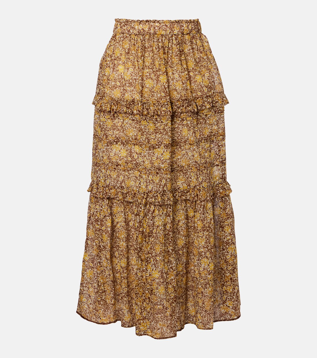Marant Etoile - Volumia floral cotton tiered maxi skirt