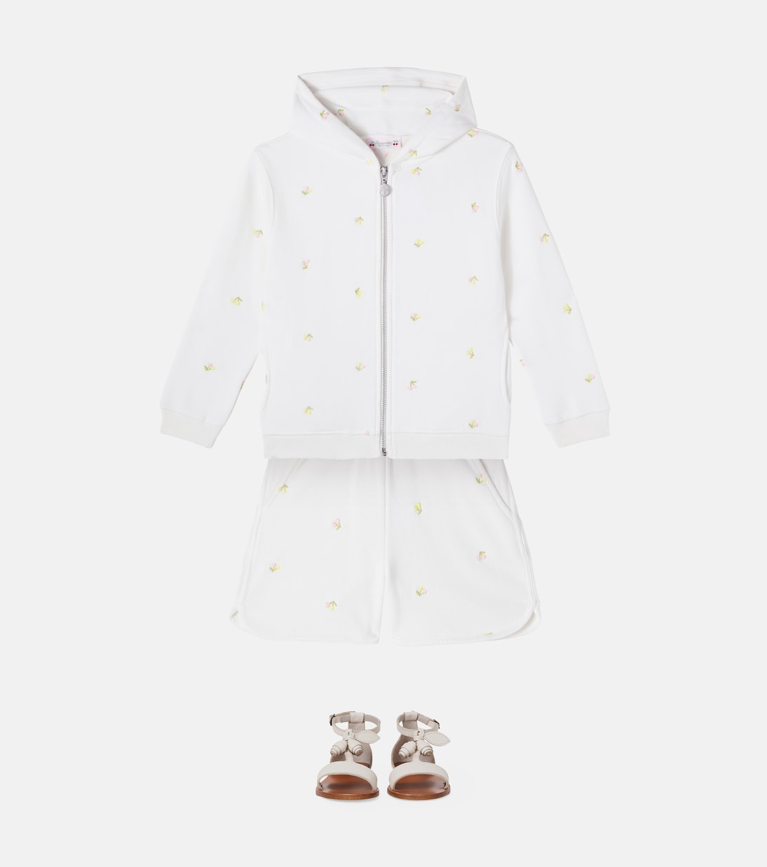 Bonpoint - Embroidered cotton jersey zip-up hoodie