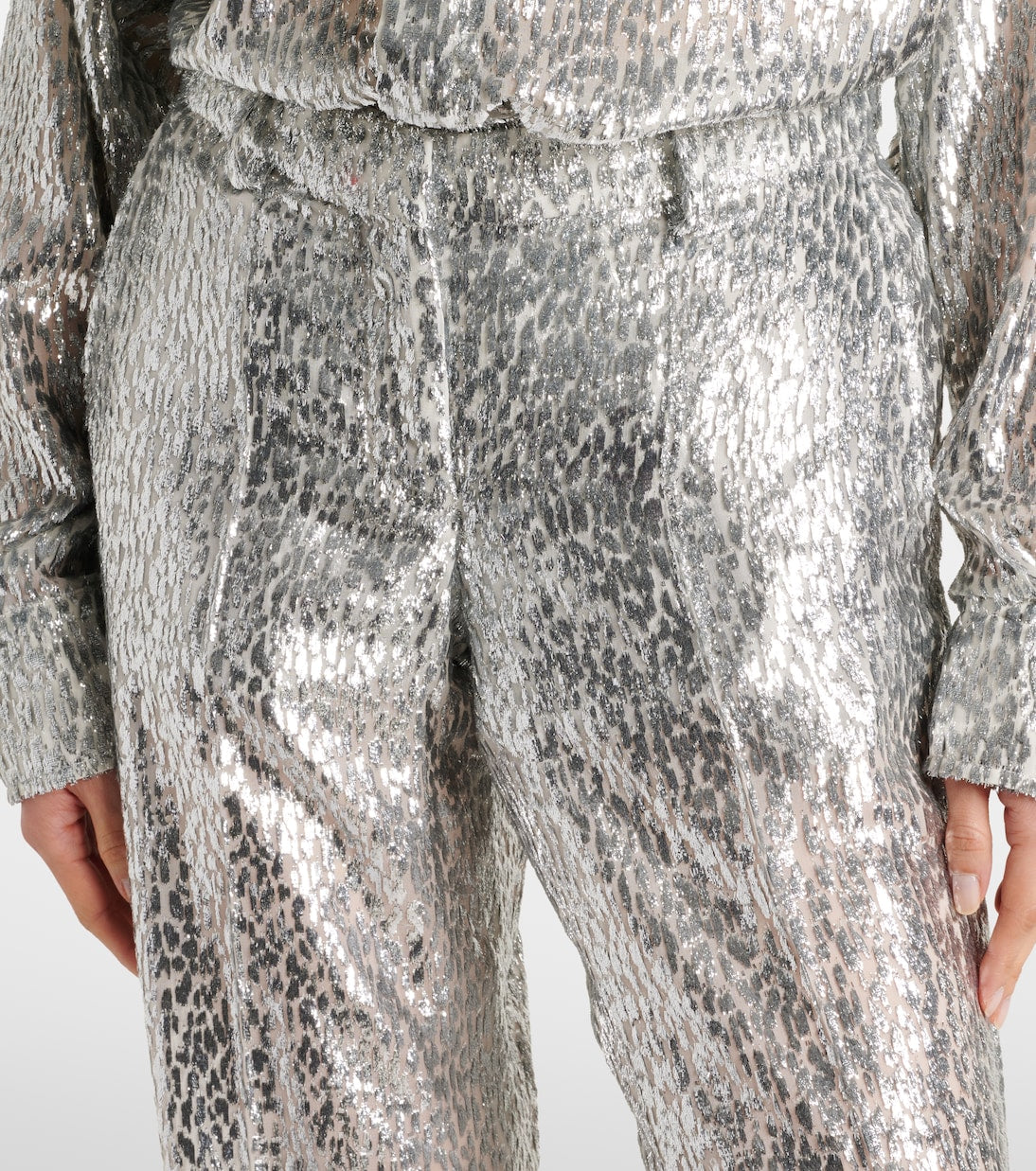 Stella McCartney - Fil coupé lamé wide-leg pants