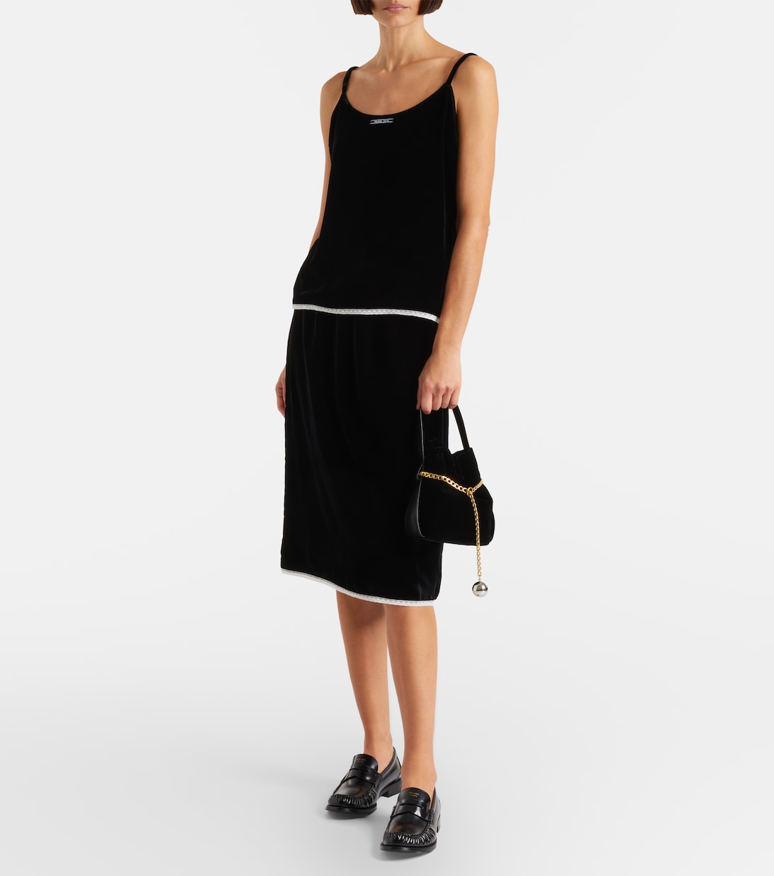 Prada - Lace-trimmed velvet camisole