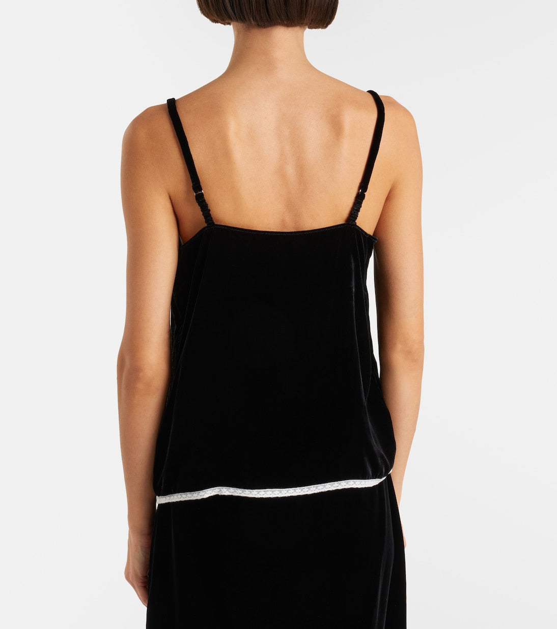Prada - Lace-trimmed velvet camisole