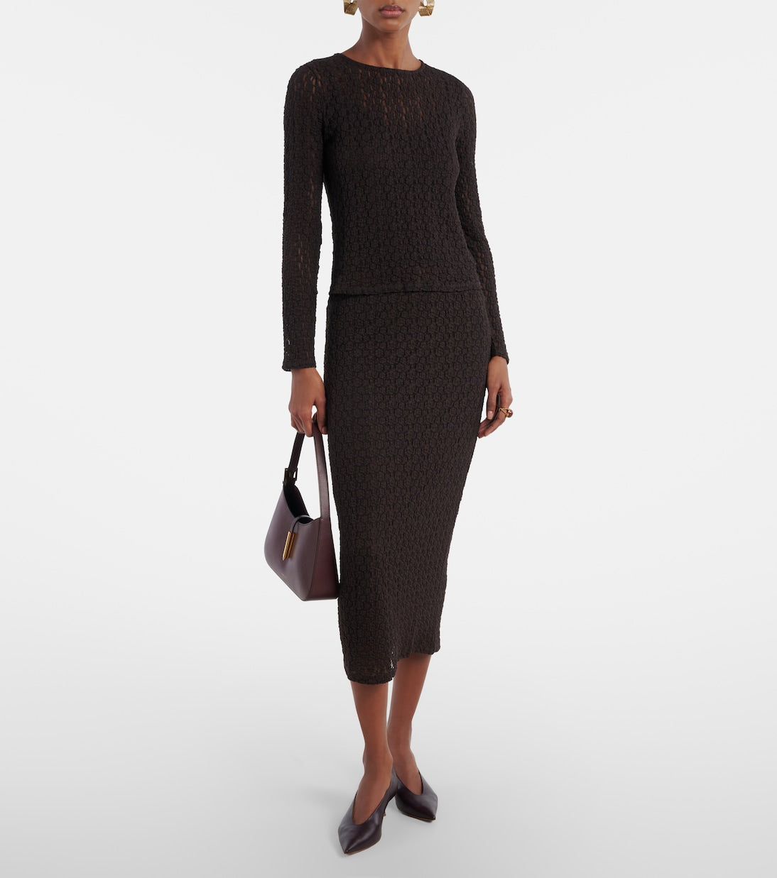 Velvet - Mia lace midi skirt