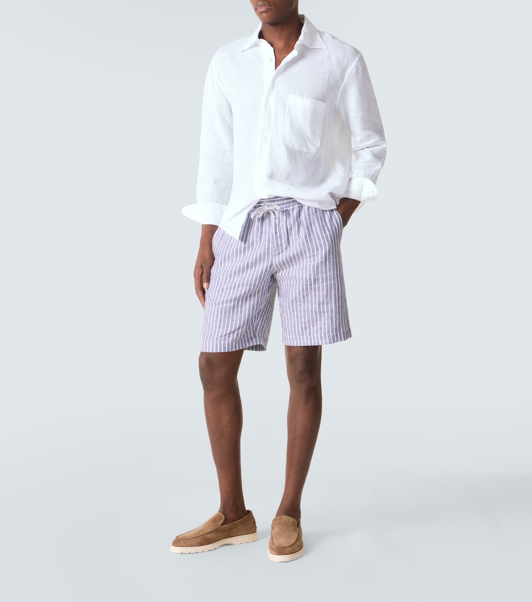 Fedeli - Alfa striped linen Bermuda shorts