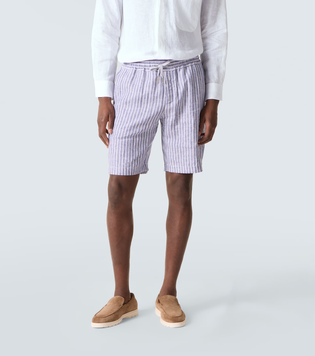 Fedeli - Alfa striped linen Bermuda shorts