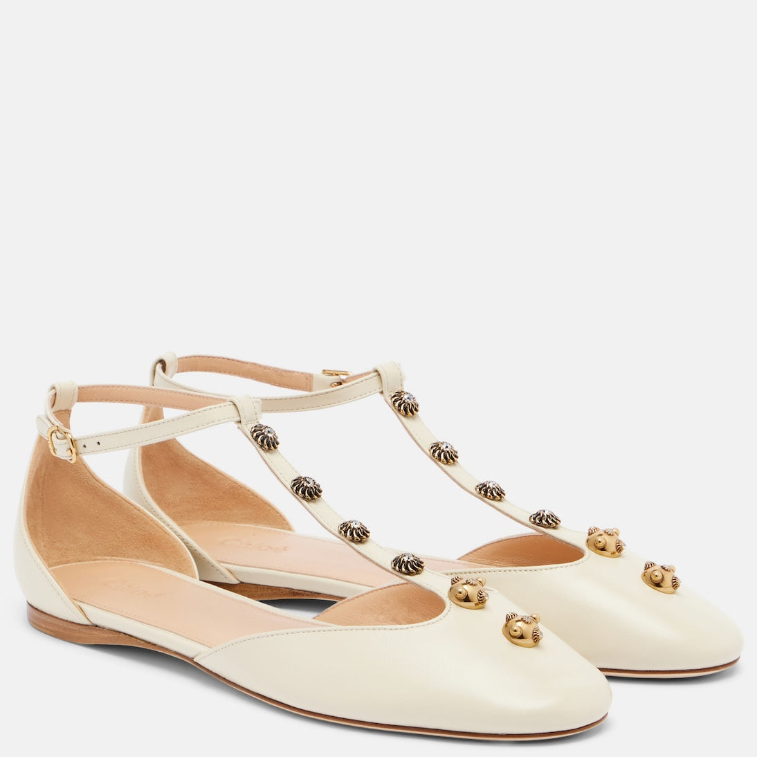 Chloé - Celeste embellished leather flats