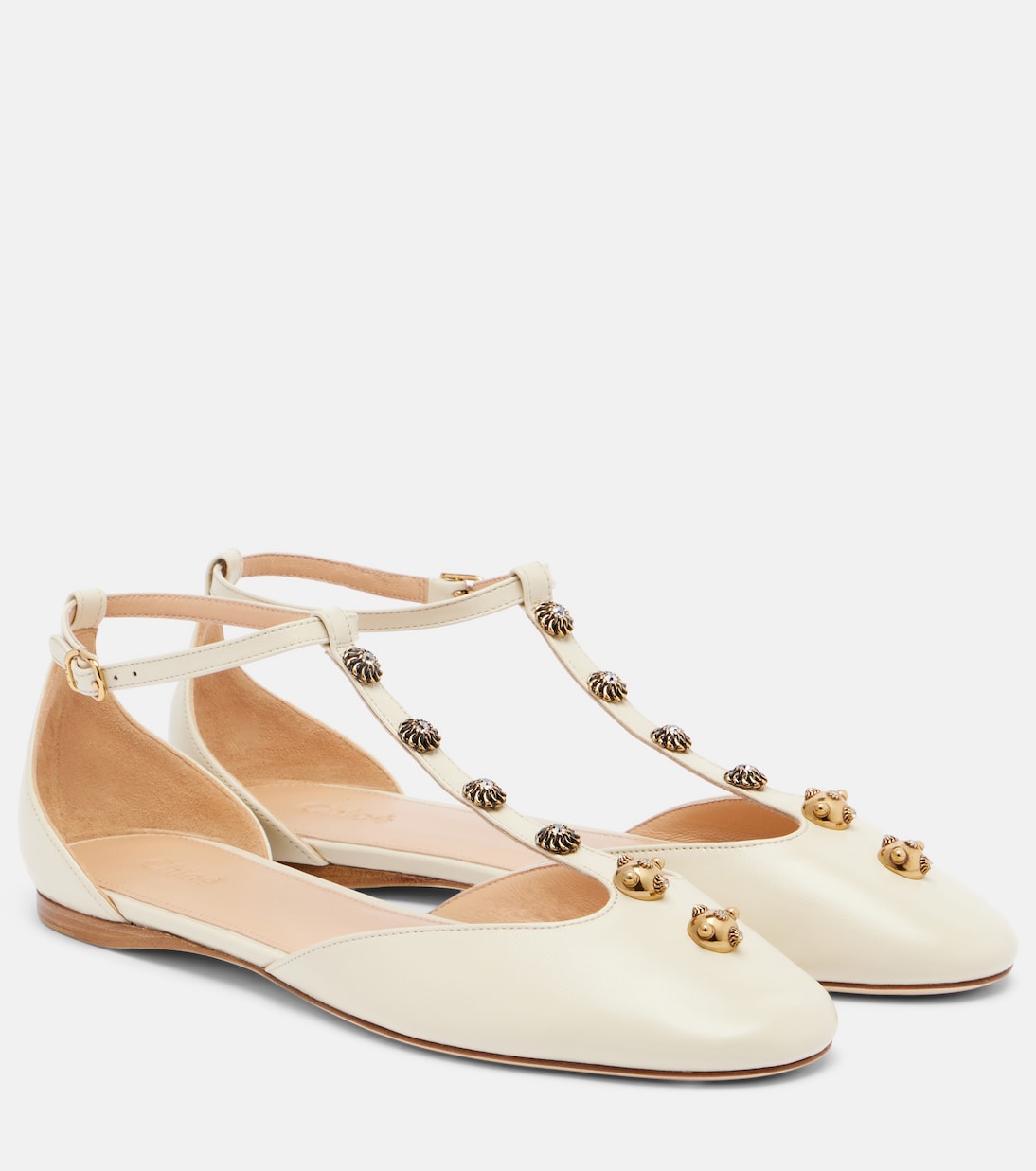 Chloé - Celeste embellished leather flats