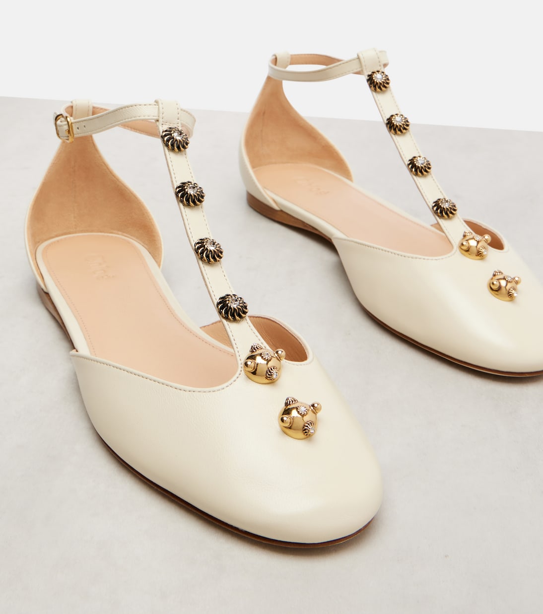 Chloé - Celeste embellished leather flats