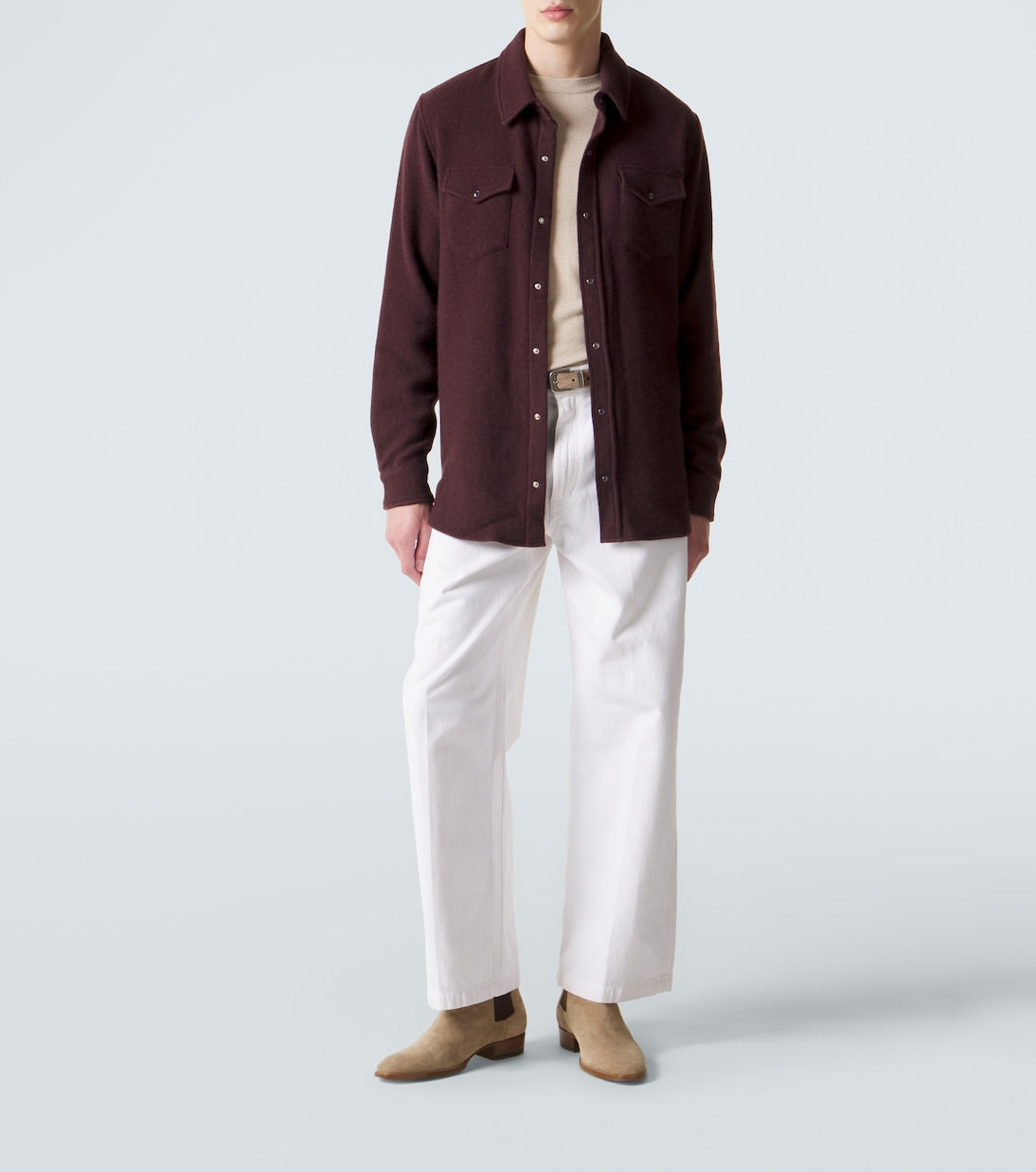 God's True Cashmere - Claret cashmere shirt with amethyst