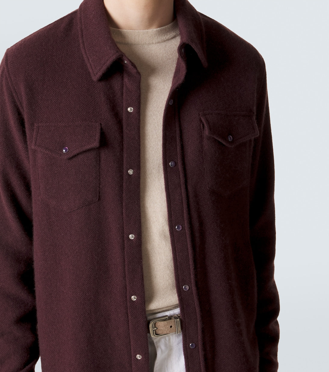 God's True Cashmere - Claret cashmere shirt with amethyst