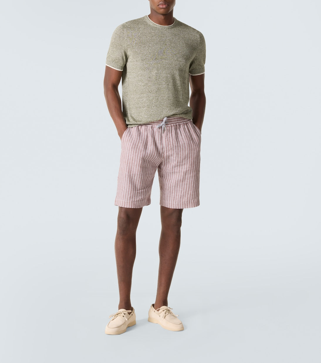 Fedeli - Alfa striped linen Bermuda shorts