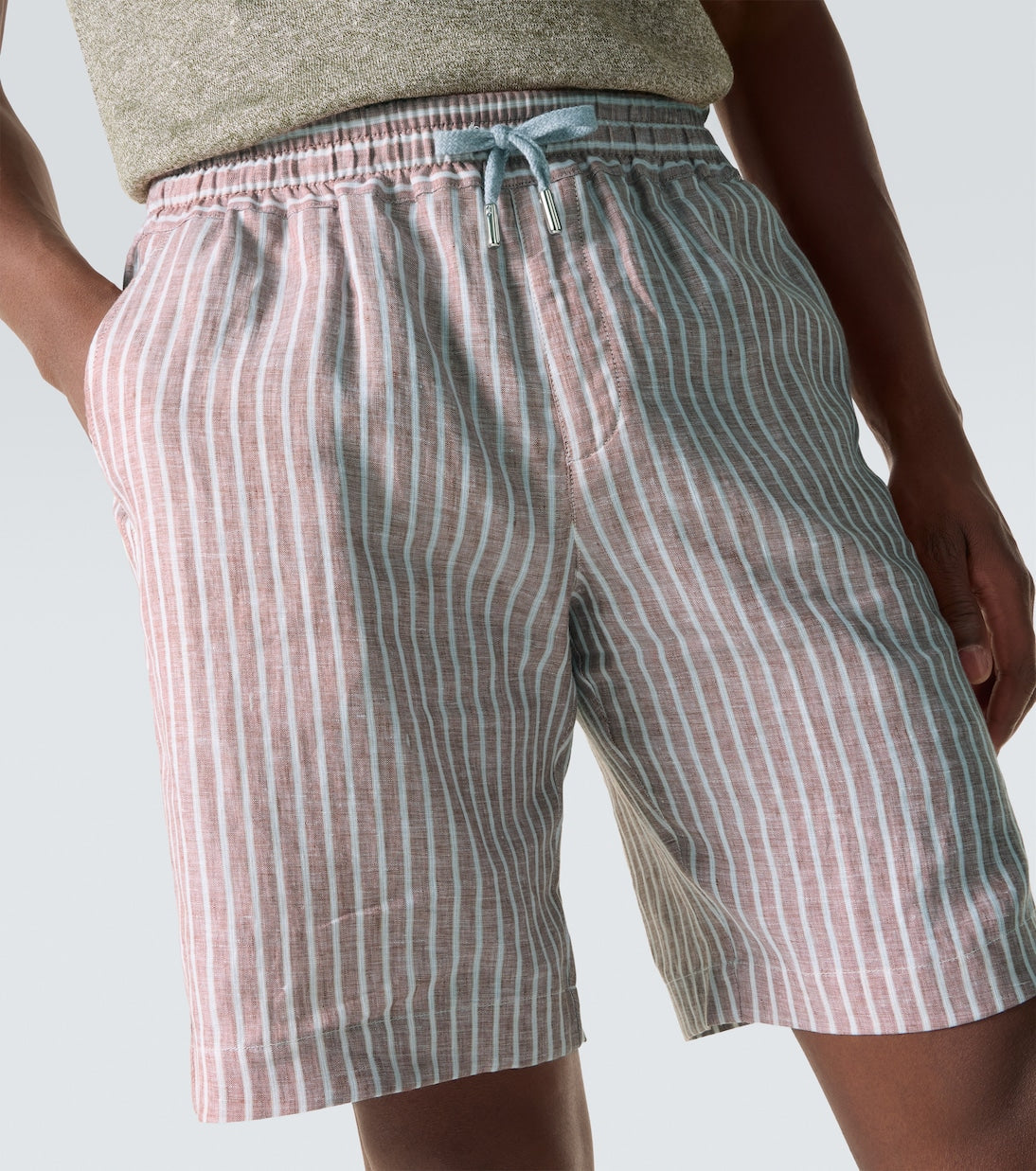Fedeli - Alfa striped linen Bermuda shorts