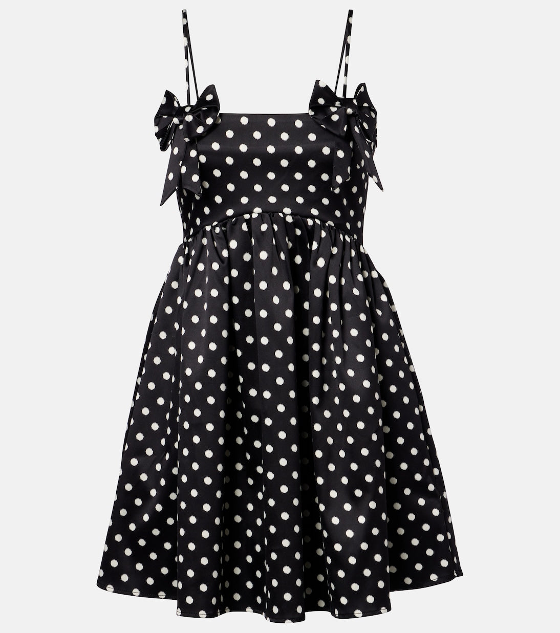 Ganni - Bow-detail polka-dot satin minidress