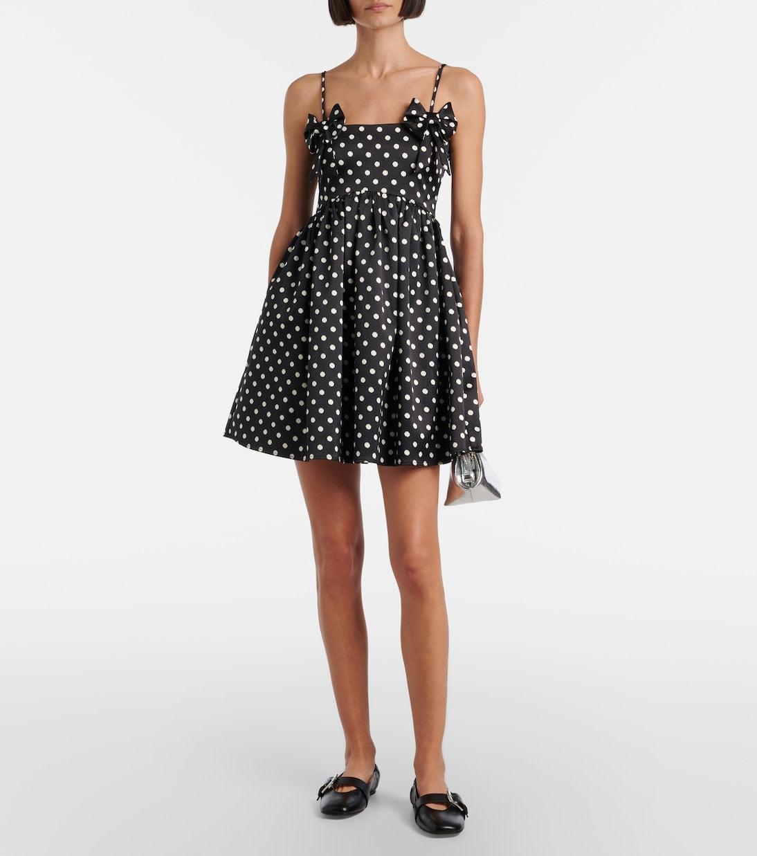 Ganni - Bow-detail polka-dot satin minidress