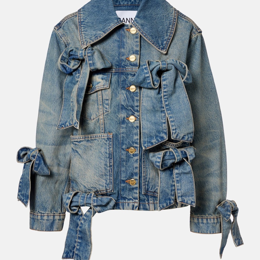 Ganni - Bow-detail denim jacket