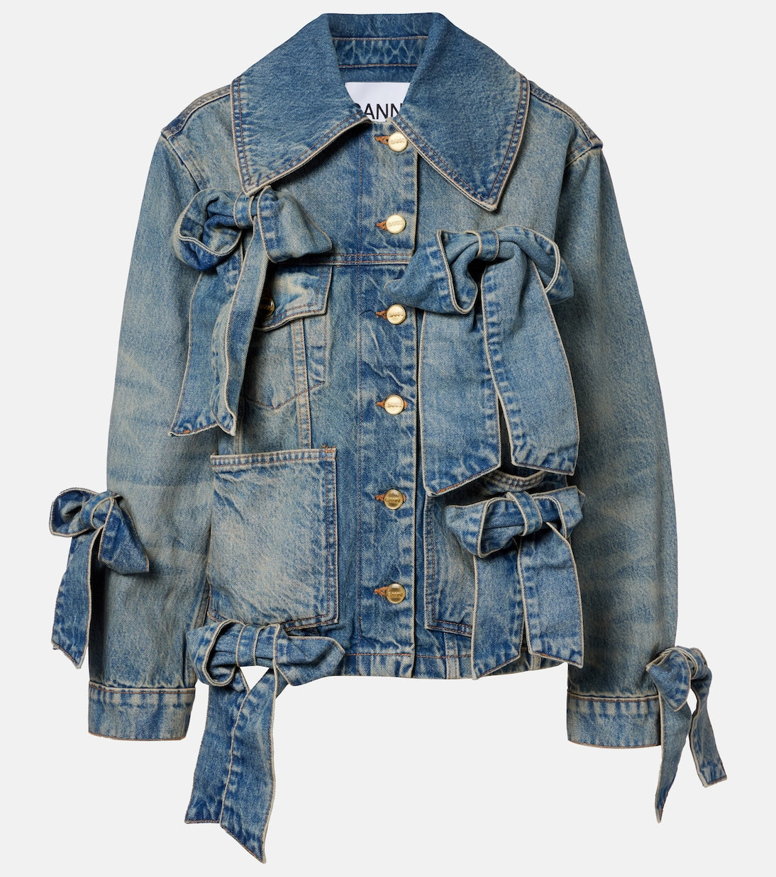 Ganni - Bow-detail denim jacket