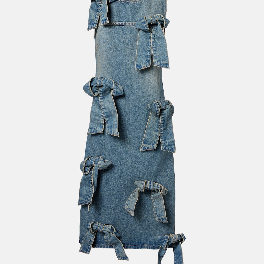 Ganni - Bow-detail denim midi dress