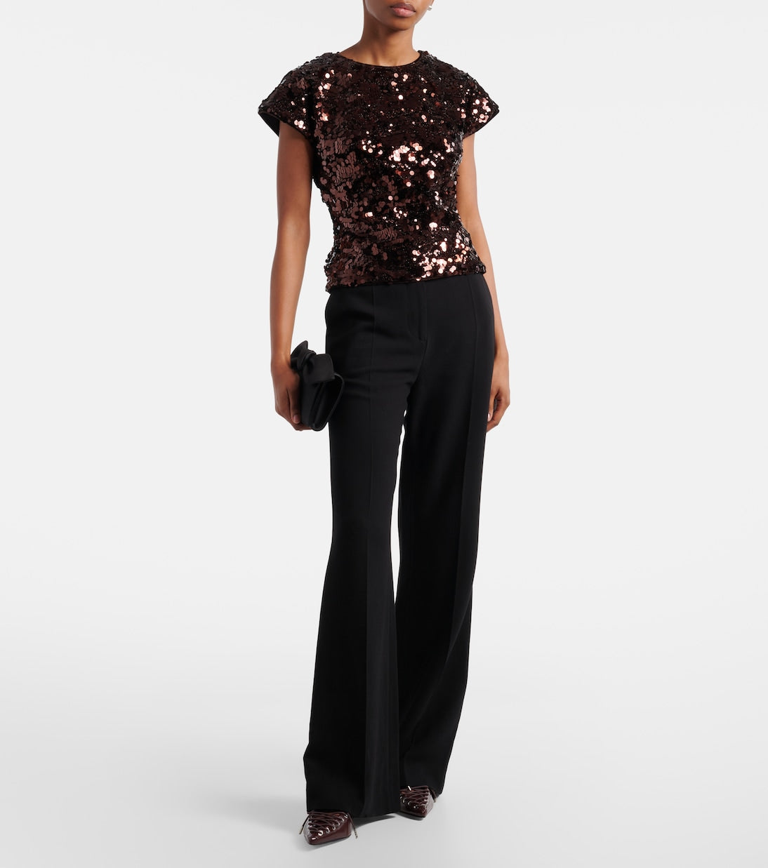 Ganni - Bow-detail sequined open-back top