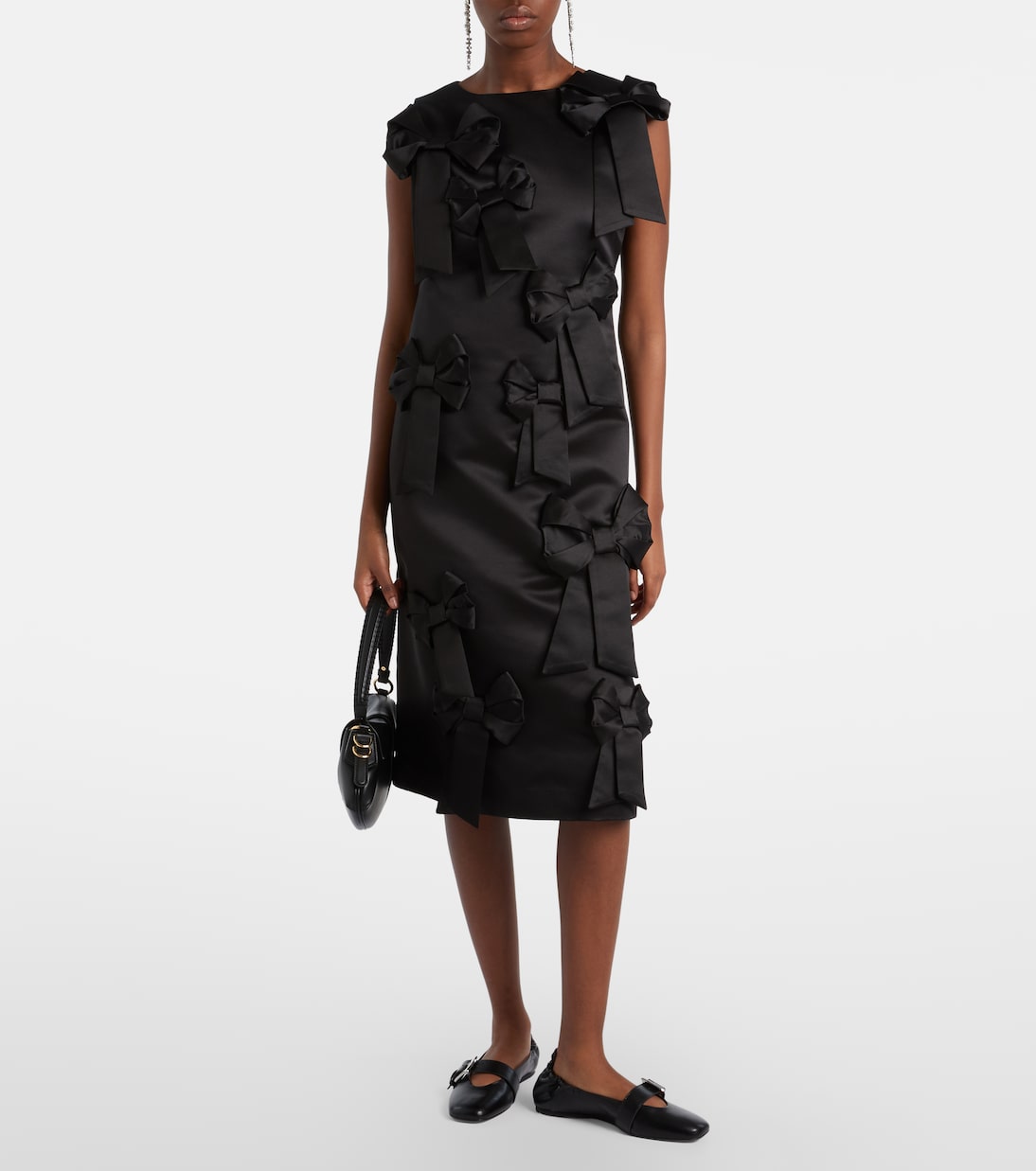 Ganni - Bow-detail satin cocktail dress