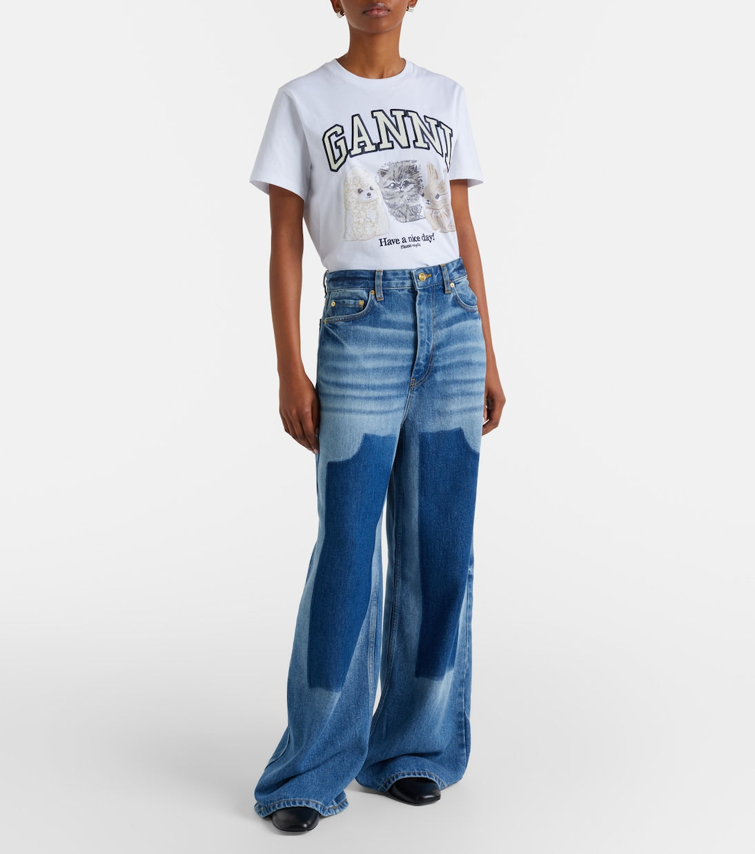 Ganni - High-rise wide-leg jeans