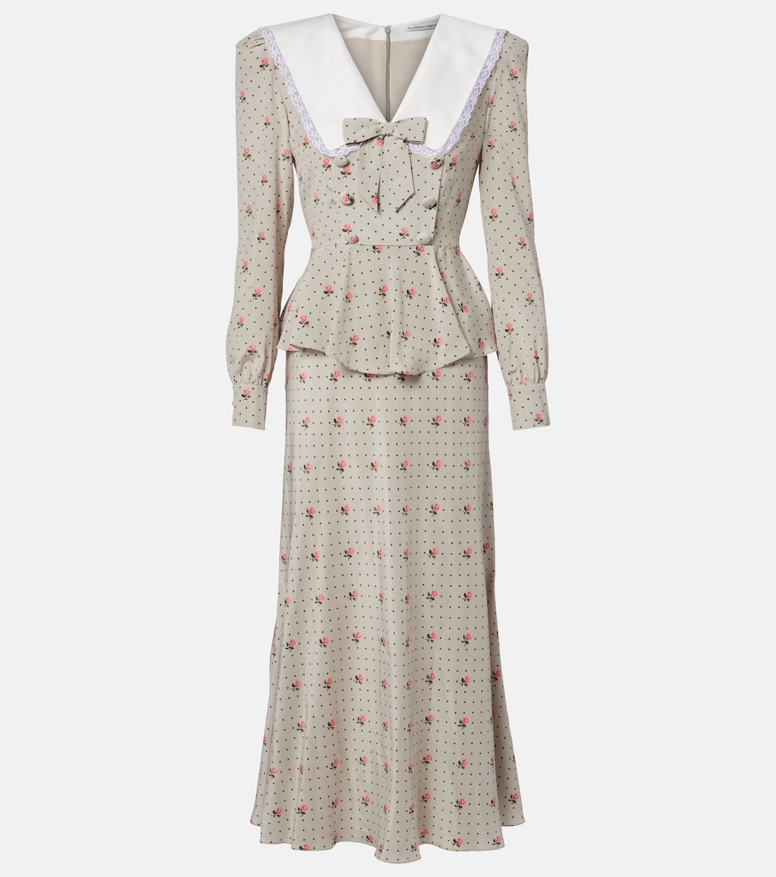 Alessandra Rich - Floral polka-dot silk midi dress