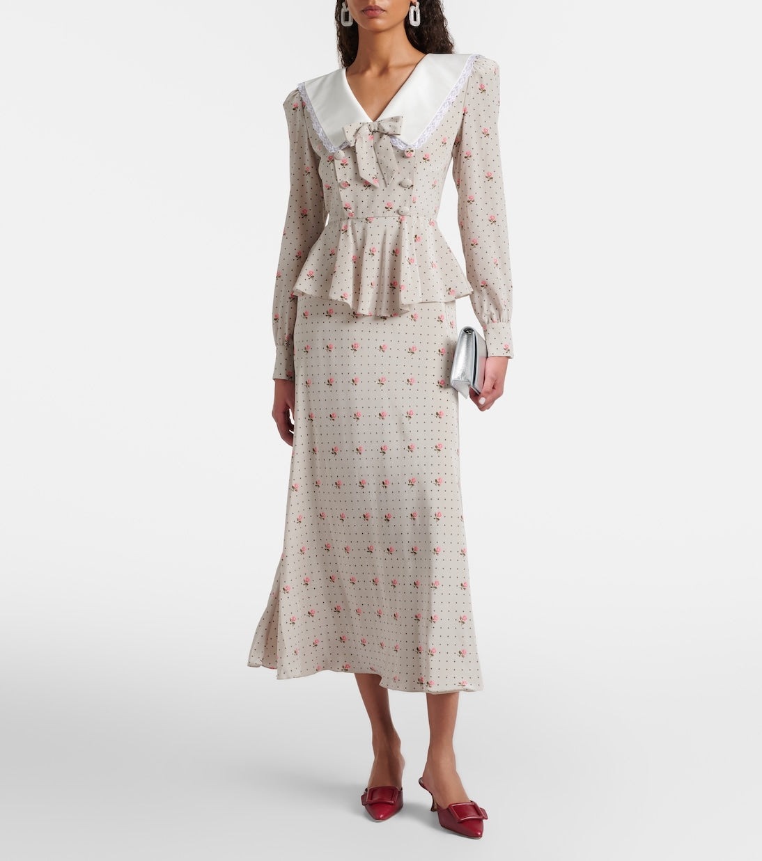 Alessandra Rich - Floral polka-dot silk midi dress