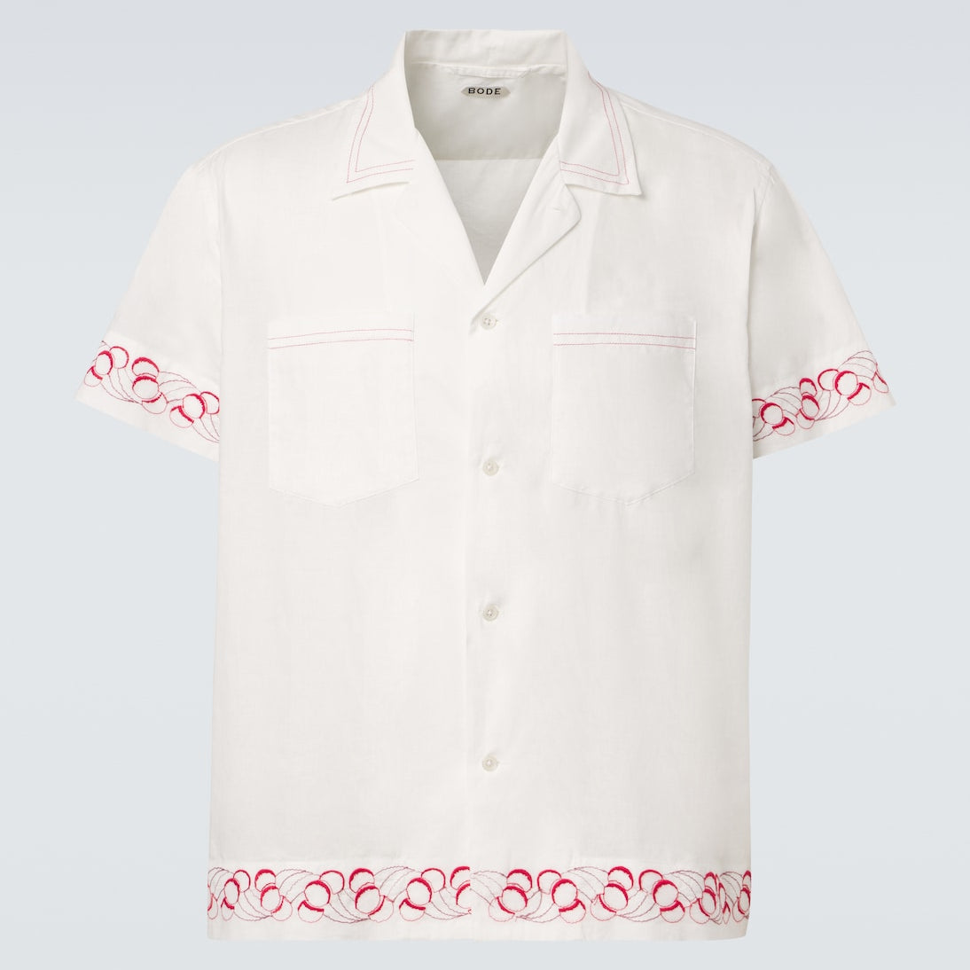 Bode - Embroidered cotton poplin bowling shirt