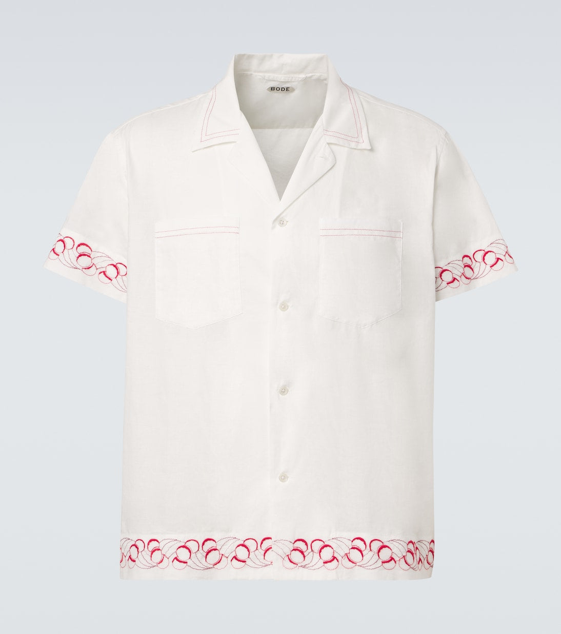 Bode - Embroidered cotton poplin bowling shirt