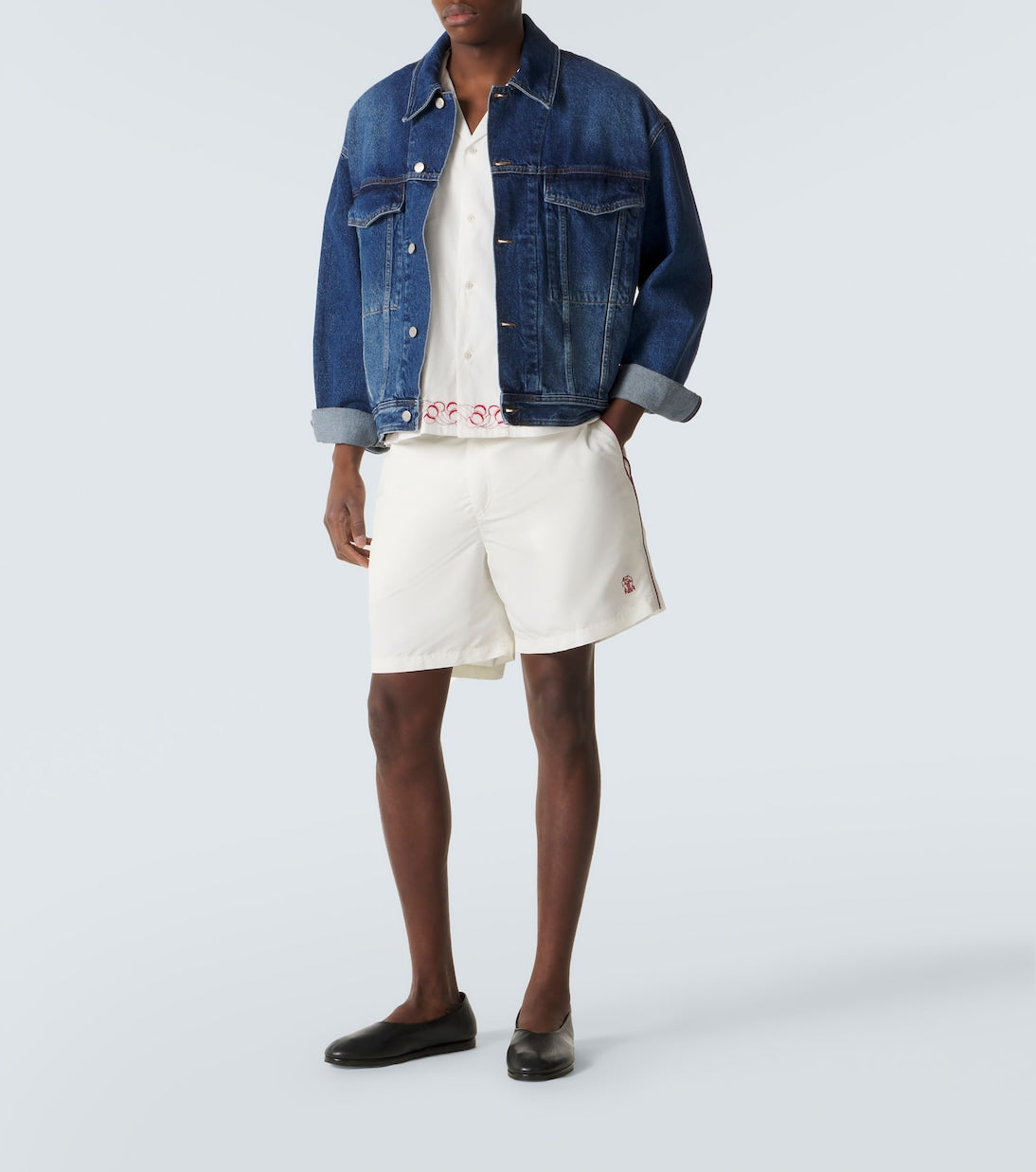 Bode - Embroidered cotton poplin bowling shirt