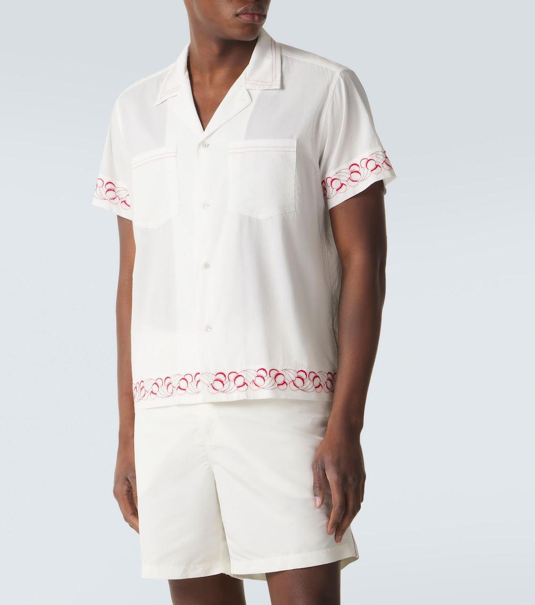 Bode - Embroidered cotton poplin bowling shirt