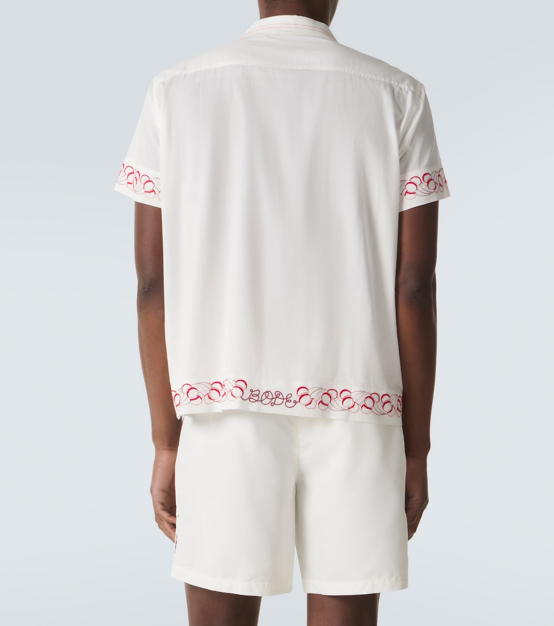 Bode - Embroidered cotton poplin bowling shirt