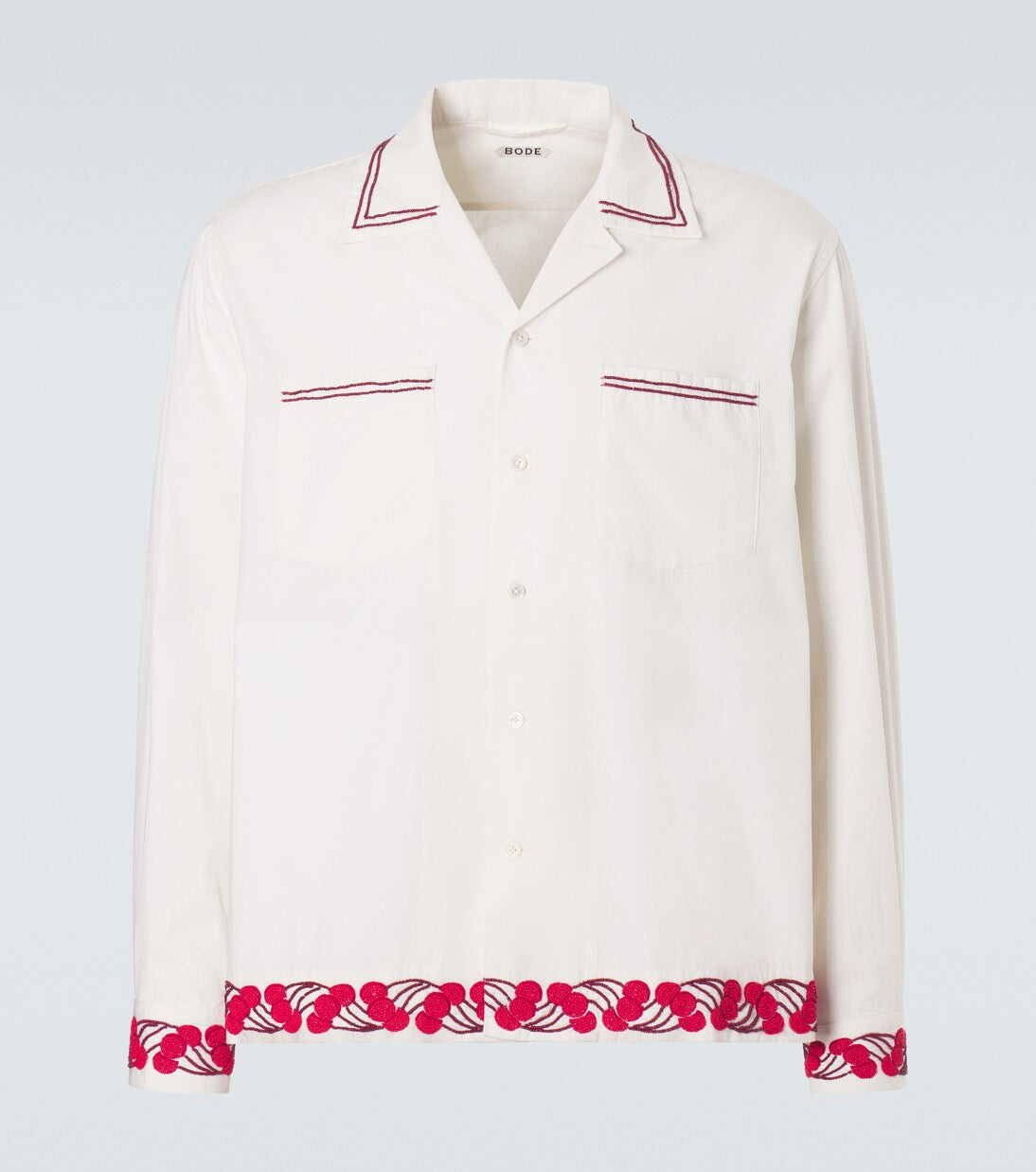 Bode - Cherry Lane beaded cotton poplin shirt