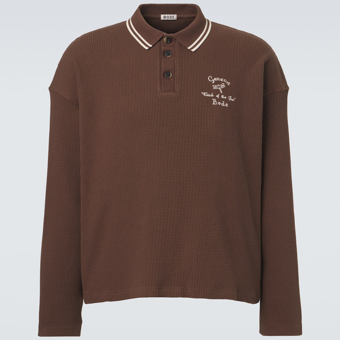 Bode - Geneva waffle-knit cotton polo sweater