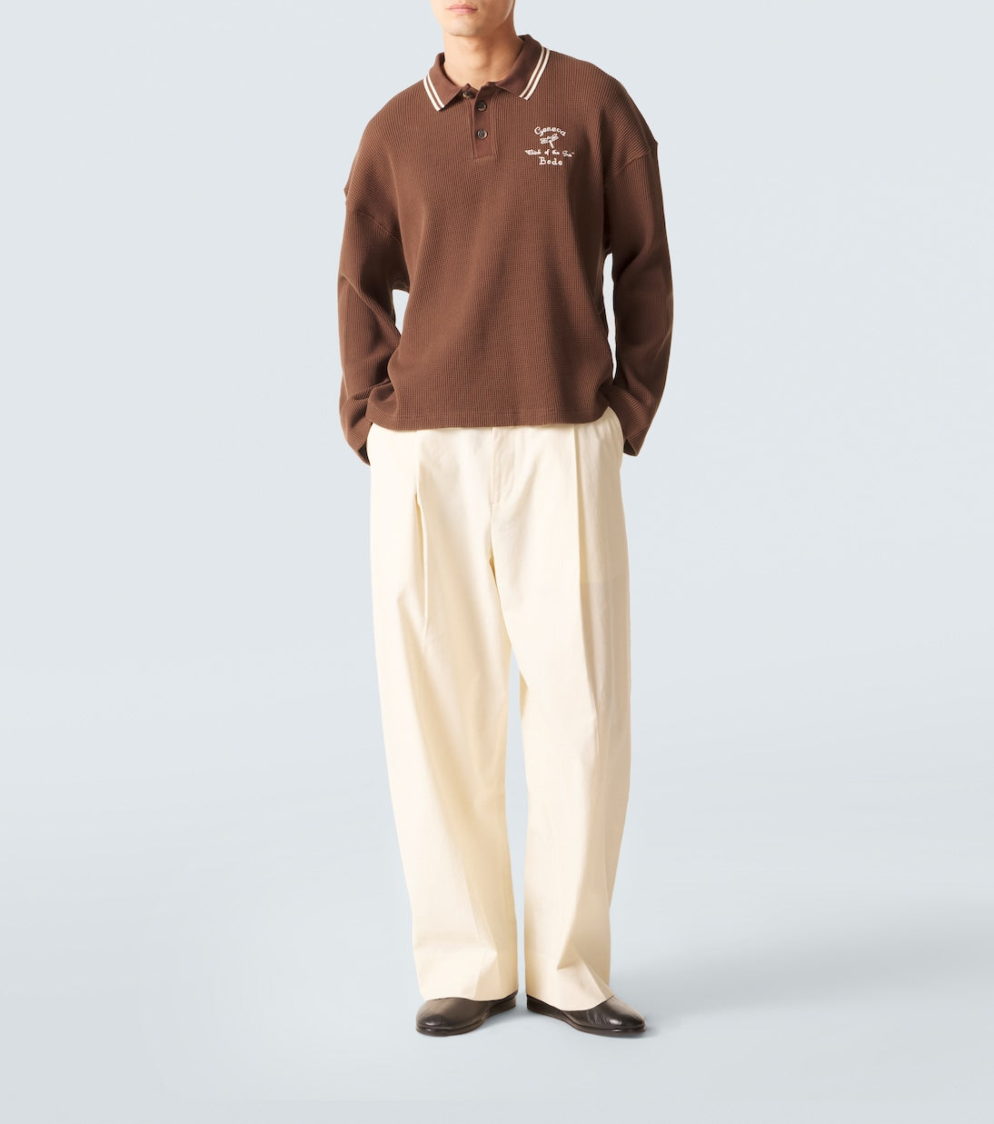 Bode - Geneva waffle-knit cotton polo sweater