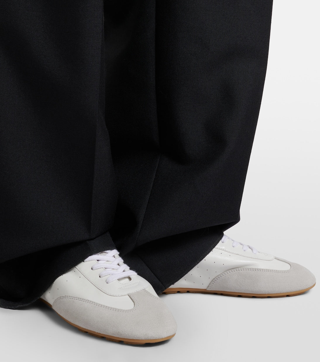 Saint Laurent - Lewis suede-trimmed leather sneakers