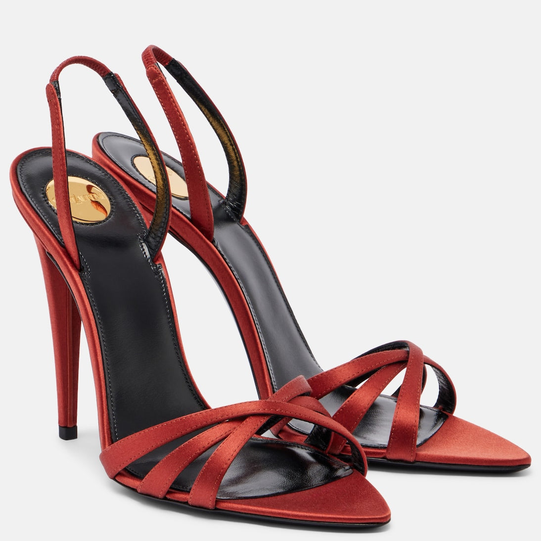 Saint Laurent - Kate crêpe satin slingback sandals