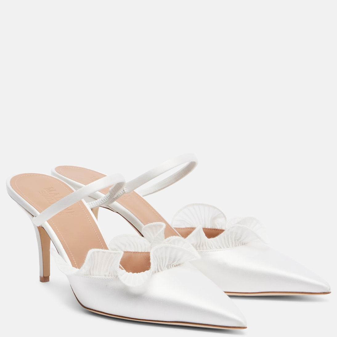 Malone Souliers - Cecile 70 ruffled satin mules