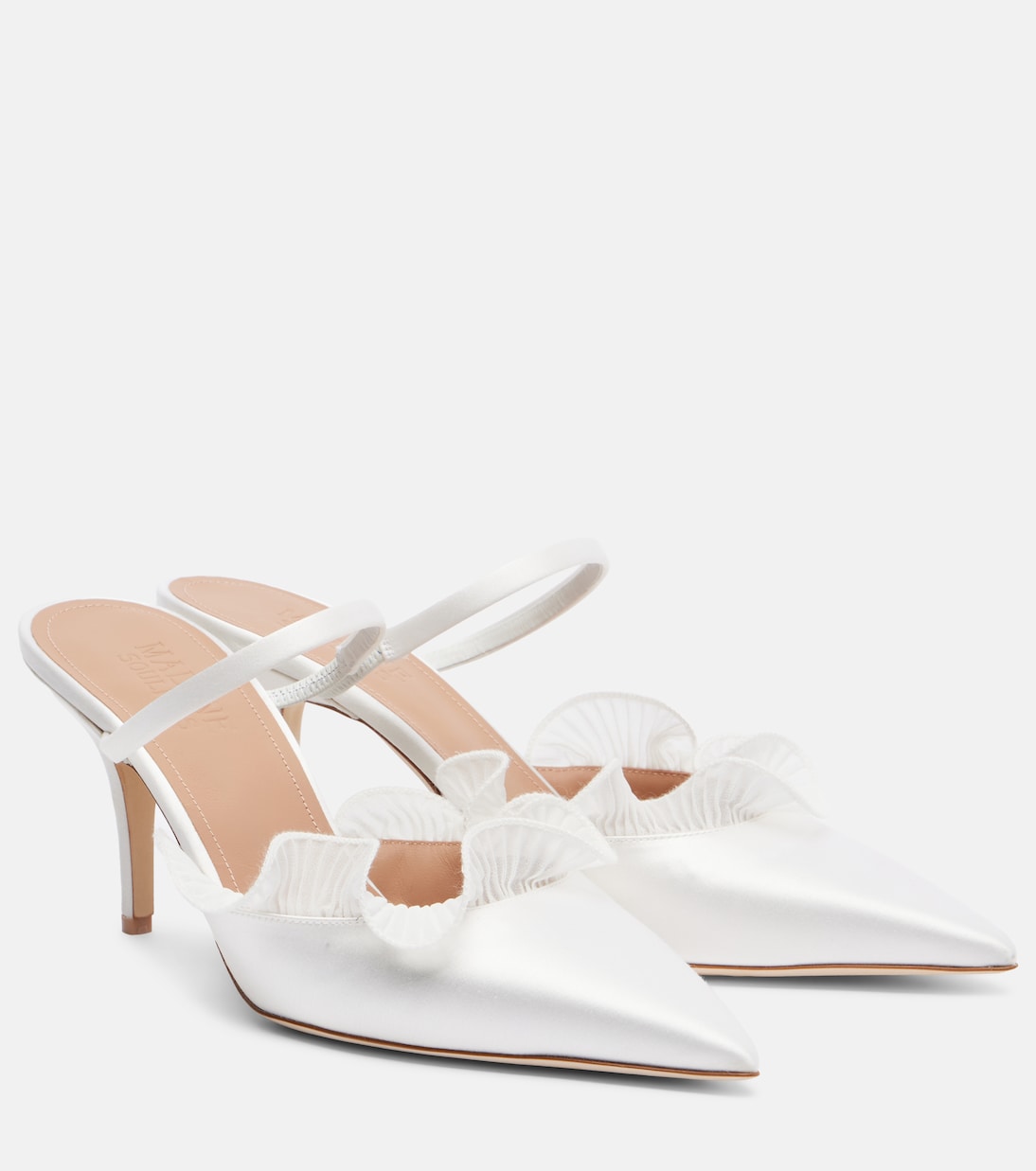 Malone Souliers - Cecile 70 ruffled satin mules