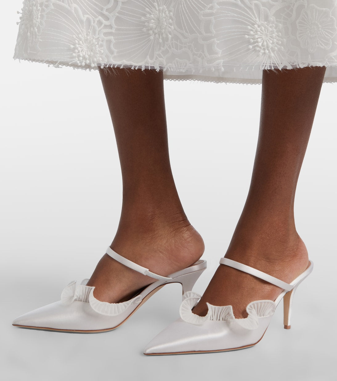Malone Souliers - Cecile 70 ruffled satin mules